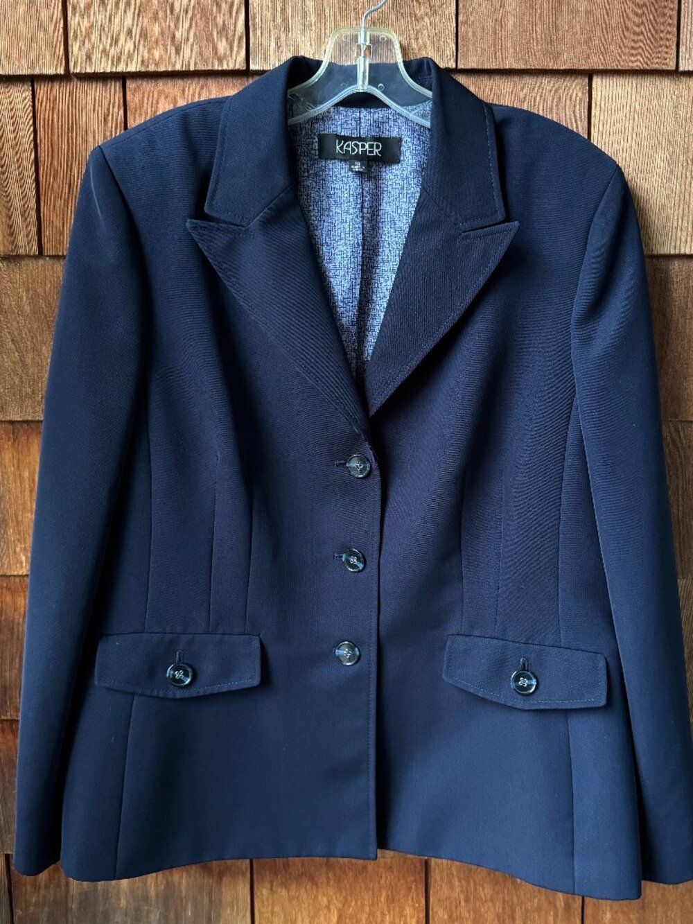 Kasper Navy Blue Classic Three Button Blazer in Women's 18